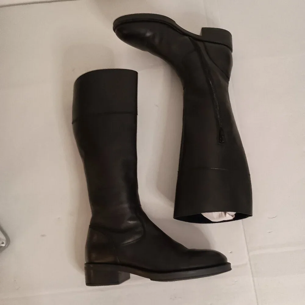 Frau Black Leather Knee High Boots Womens Size 8 - Picture 9 of 16